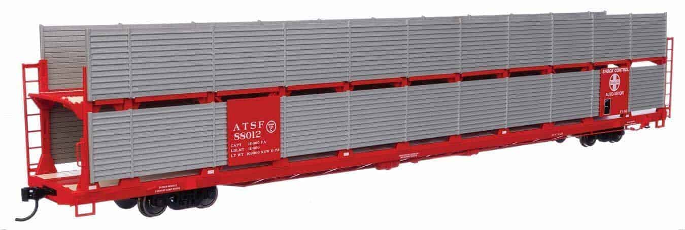 Ho Scale Up Auto Racks Walthers 910-8102 HO Scale 89' Bi-Level Shielded Auto Rack AT&SF Santa ...