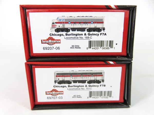 Intermountain 69207/69707 N Scale CB&Q Burlington F7A/B Diesel Locomotive Set
