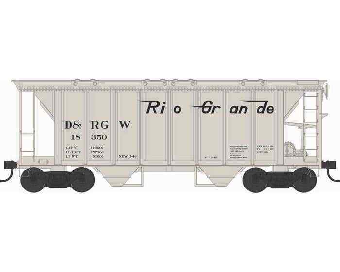 Bowser #43257 HO Scale 70-Ton 2-Bay Covered Hopper D&amp;RGW Rio Grande #18360 NIB image 0