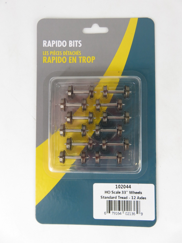 Rapido #102044 33 Inch Metal Wheelsets 12 Pack Standard Tread Width NIB
