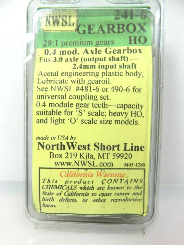 Northwest Short Line #241-6 NWSL 0.4 Mod 28-1 Non-Idler Gearbox Kit 3mm Axle NIB image 3