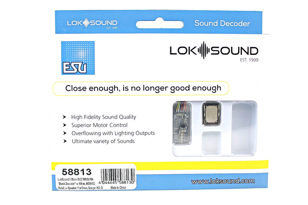 ESU 58813 LokSound 5 Micro DCC/MM/SX/M4 *Blank* Sound Decoder w/ Speaker HO/N