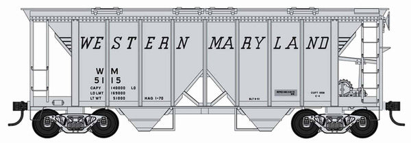 Bowser #42779 HO Scale 70-Ton 2-Bay Covered Hopper Western Maryland #5136 NIB image 0