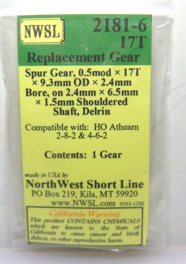 Northwest Short Line NWSL 2181-6 Athearn HO Spur Gear for 2-8-2/4-6-2 Locomotive