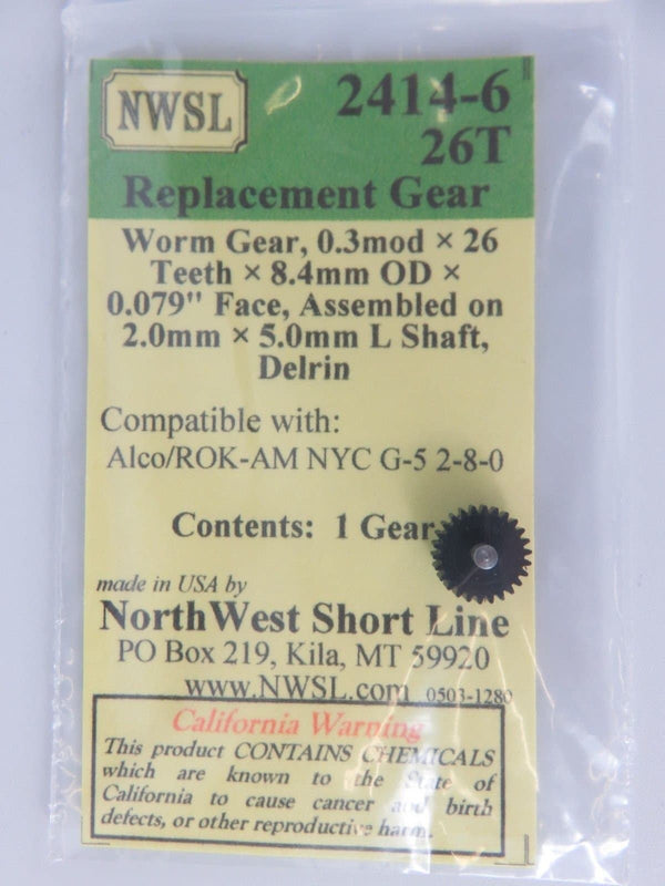 Northwest Short Line NWSL 2414-6 26 Tooth Worm Gear Delrin image 0