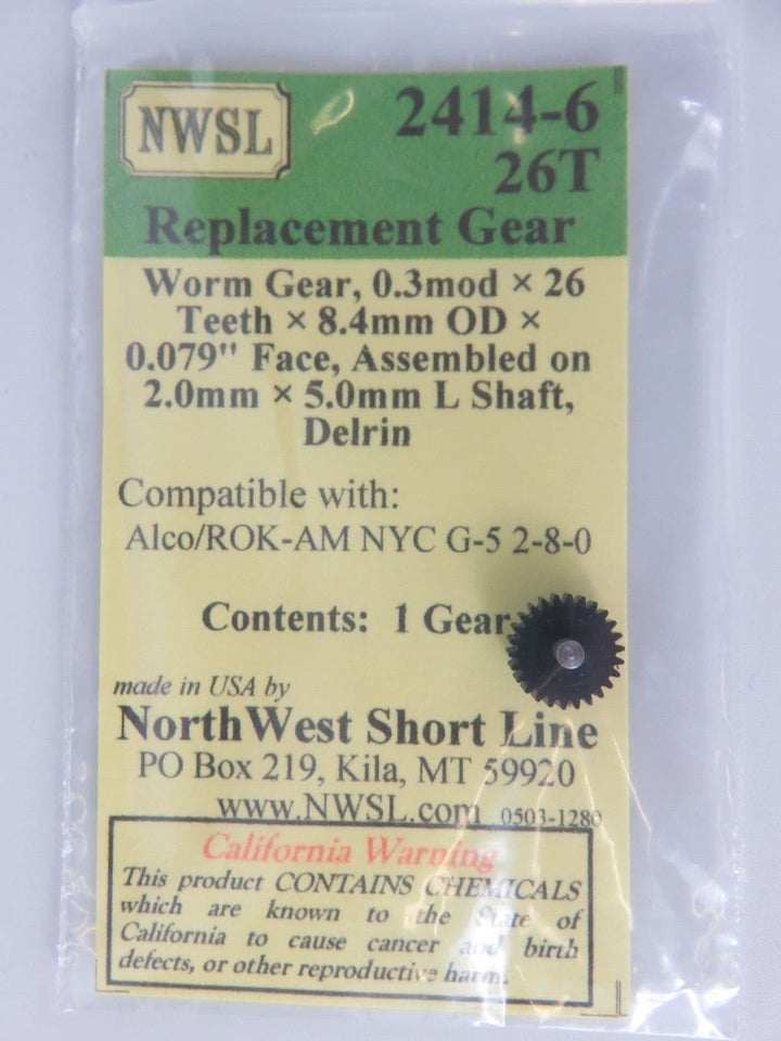 Northwest Short Line NWSL 2414-6 26 Tooth Worm Gear Delrin image 0