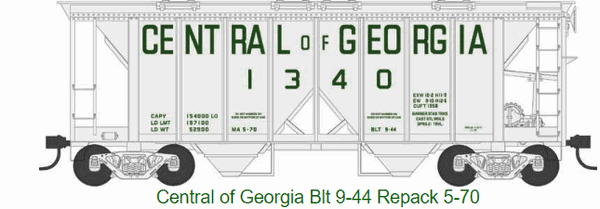 Bowser #43250 HO Scale 70-Ton 2-Bay Covered Hopper Central of Georgia #1340 image 0