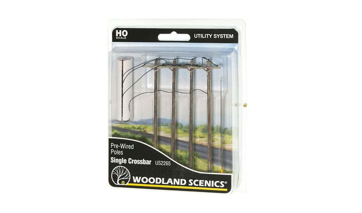 Woodland Scenics #US2265 HO Scale Wired Telephone Poles with Single Crossbar image 1