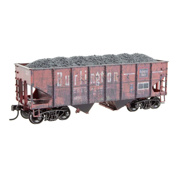Micro Trains Accurail 2500 003 HO Scale CB&Q 2 Bay Open Hopper Kit Weathered