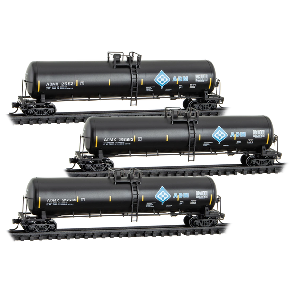 Micro Trains N Scale 98300241 ADMX Archer Daniels Midland 56' Tank Cars 3 PK