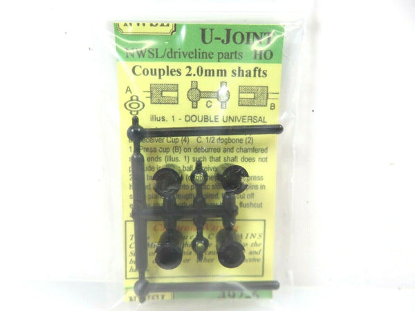 Northwest Short Line NWSL 492-6 Driveline Universal U-Joint 2.0mm Shaft HO Scale