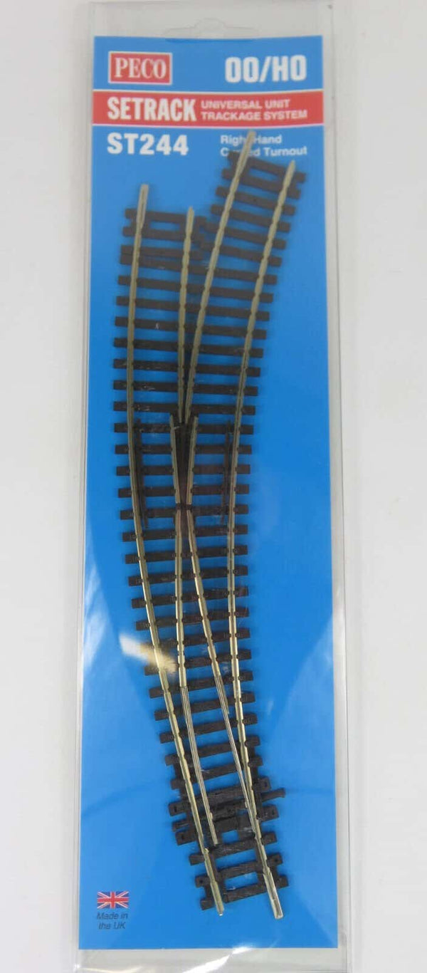 Peco Setrack ST-244 HO Scale Code 100 Right Hand RH Curved Turnout Switch image 0