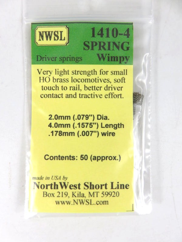 Northwest Short Line #1410-4 NWSL 50pk Wimpy Driver Springs Brass Ho Locomotives