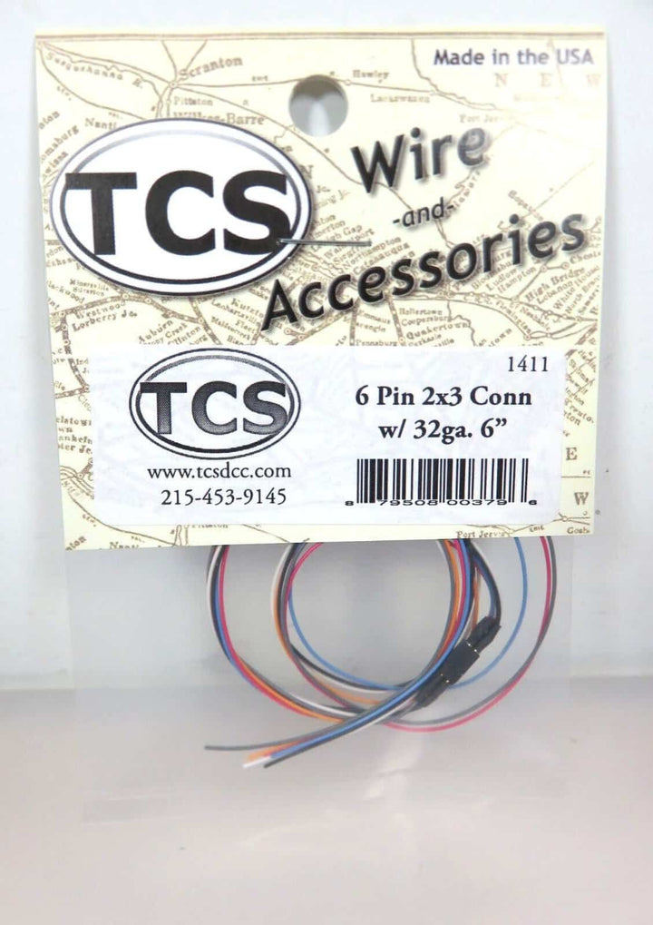 Train Control Systems TCS #1411 6-Pin (2x3) Mini Connector colored wires image 1