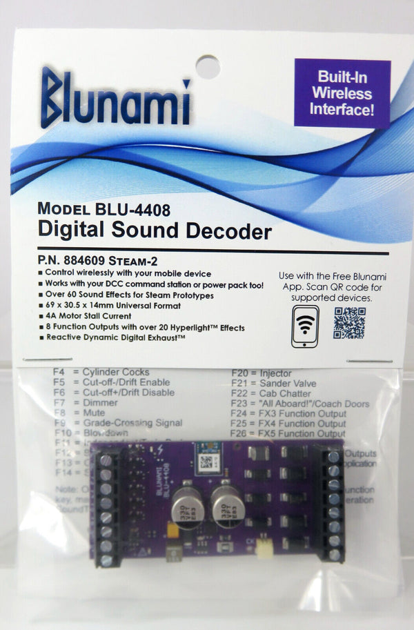 SoundTraxx 884609 BLU4408 Blunami Wireless Large Scale Steam 2 Sound DCC Decoder