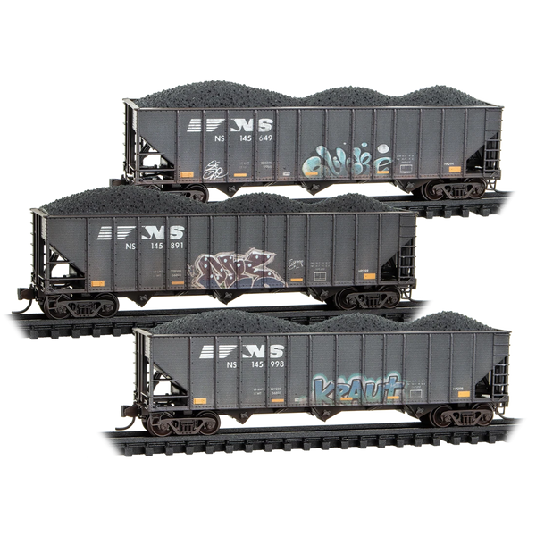 Micro Trains N 98305104 Norfolk Southern 3-Bay Open Hoppers Weathered 3 Pack NIB