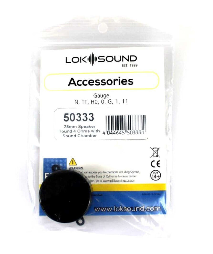 ESU LokSound 50333 28mm Round Speaker 4 Ohm With Sound Chamber / Baffle HO Scale image 1