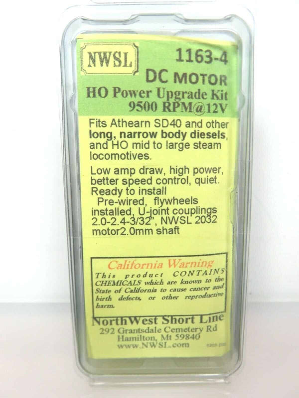 NWSL Northwest Short Line 1163-4 HO Re-power Kit Can Motor 2 Brass Flywheels NIB image 0