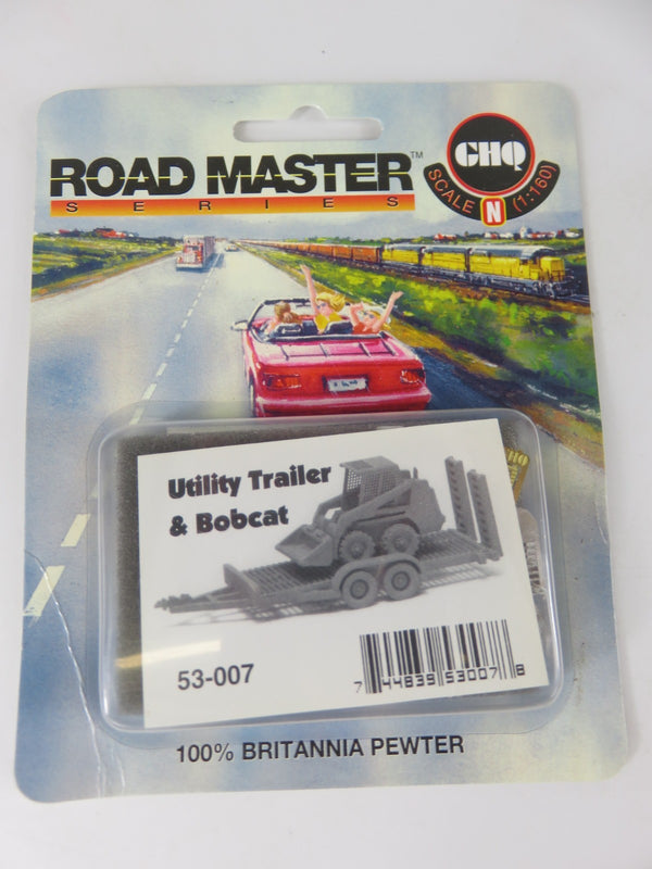 GHQ Road Master 53-007 N Scale Utility Trailer with Bobcat Pewter Kit NIB