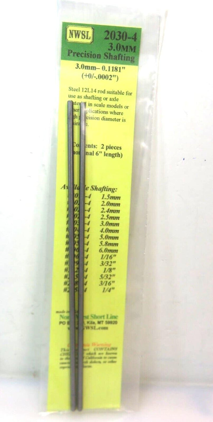 Northwest Short Line #2030-4 NWSL 3mm Shafting (2) 6 inch Pieces Ho Locomotives image 3