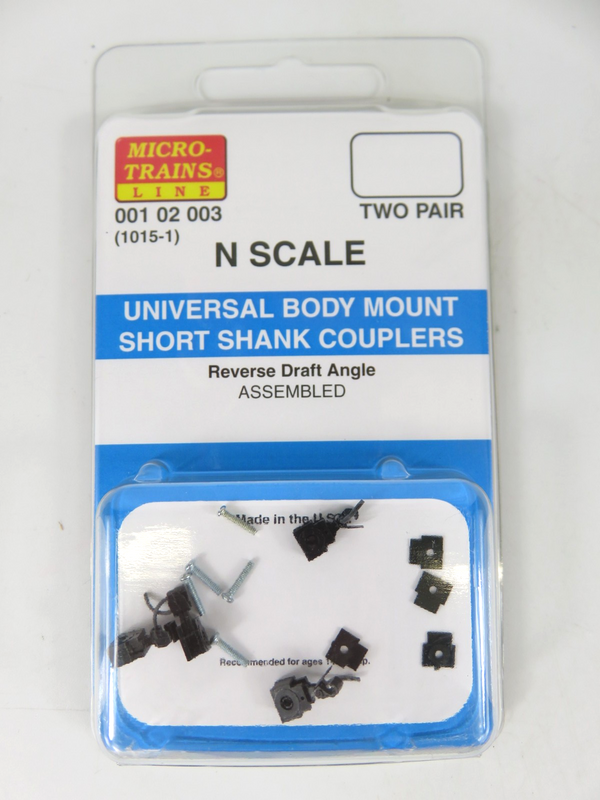 Micro Trains N Scale 00102003 Universal Coupler Short Shank Assembled 1015-1 2pr