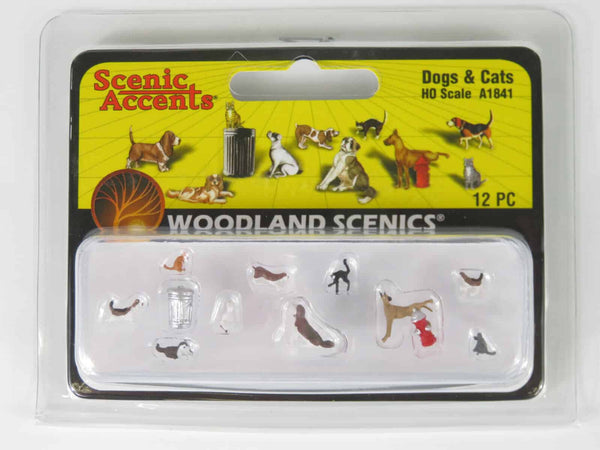 Woodland Scenics A1841 HO Scale Dogs and Cats NIB 12pc image 0