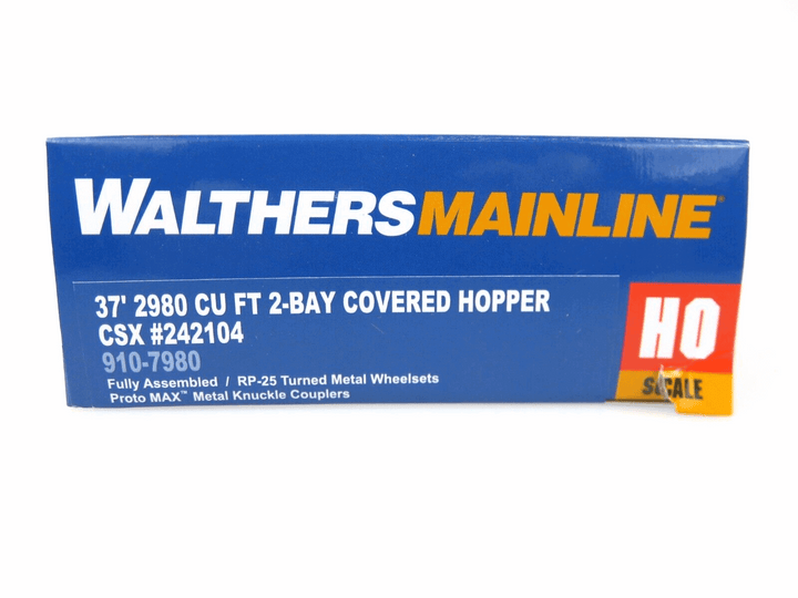 Walthers 910-7980 HO Scale CSX 37' 2980 cu ft. 2-Bay Covered Hopper #242104 image 2