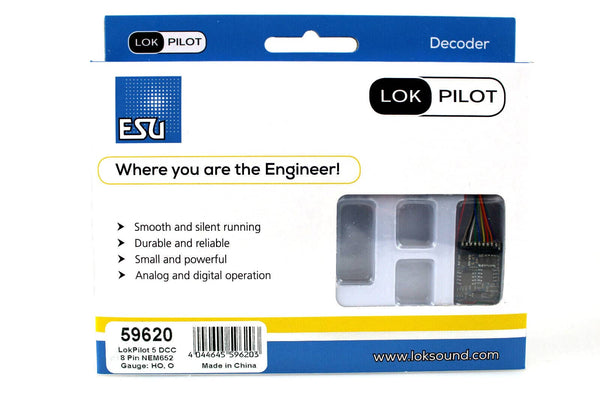 ESU 59620 LokPilot 5 Mobile DCC Decoder 8 Pin Harness NEM652 for HO Scale NIB image 0