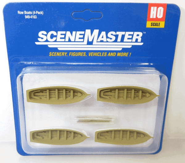 Walthers SceneMaster 949-4163 HO Scale Row Boat 4-Pack Assembled White, Tan image 0