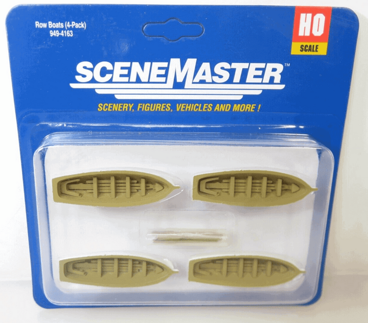 Walthers SceneMaster 949-4163 HO Scale Row Boat 4-Pack Assembled White, Tan image 0