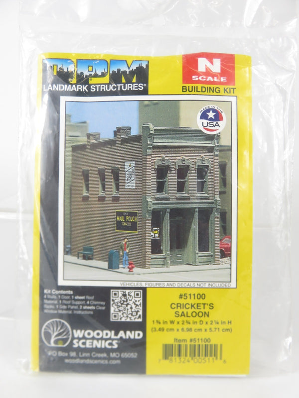 Woodland Scenics #51100 N Scale Crickets Saloon Unassembled Kit NOS