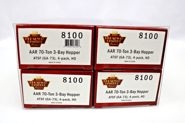 Broadway Limited 8100 HO Scale AAR 70-ton Triple 3-Bay Hopper ATSF GA-73, 4-Pack image 3