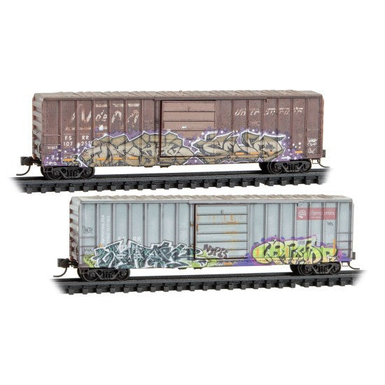 Micro Trains N 98305091 Ferrocarril del Sureste 50' Boxcar 2-Pack Weathered