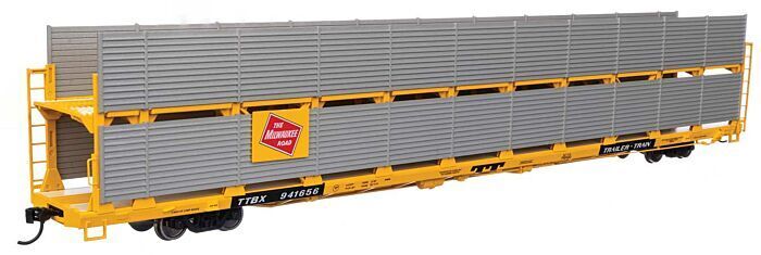 Walthers 910-8118 HO 89' Bi-Level Shielded Auto Rack Milwaukee Road TTBX #941656 image 0