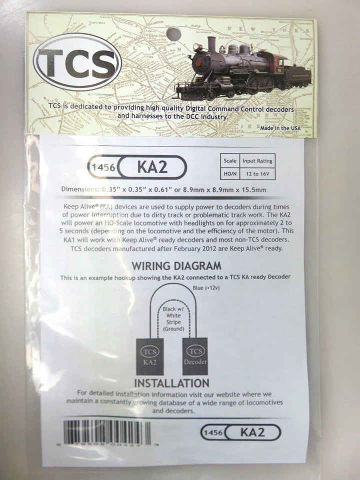 Train Control Systems TCS #1456 KA2 Keep Alive Power Supply HO and N Scale image 1