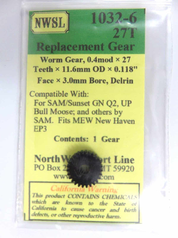Northwest Short Line NWSL 1032-6 27 Tooth Worm Gear Delrin image 0