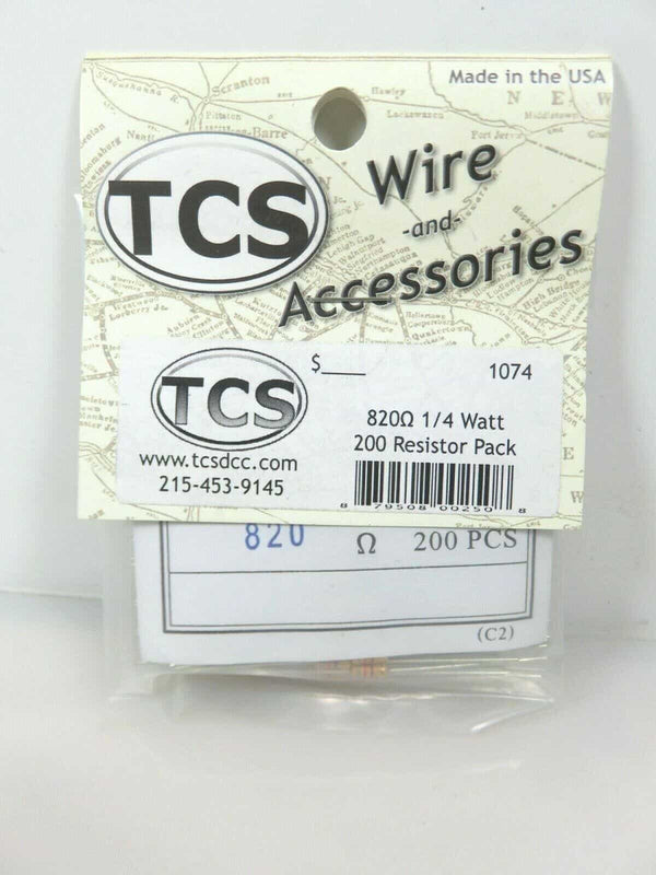 Train Control Systems TCS 1074 1/4 Watt 820 Ohm Resistor Pack of 200 image 0