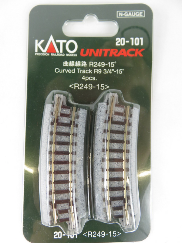 Kato 20-101 N Scale Unitrack Curved Track 9.75" Radius 15-Degree Package of 4