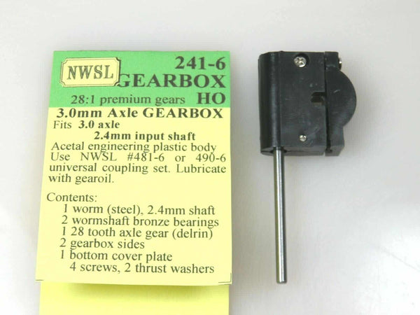 Northwest Short Line #241-6 NWSL 0.4 Mod 28-1 Non-Idler Gearbox Kit 3mm Axle NIB image 0