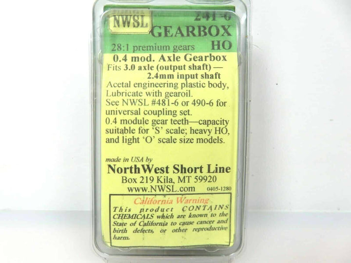 Northwest Short Line #241-6 NWSL 0.4 Mod 28-1 Non-Idler Gearbox Kit 3mm Axle NIB image 1