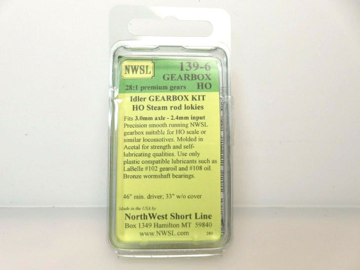 Northwest Short Line #139-6 NWSL 0.3 Mod 28-1 Idler Gearbox Kit 3mm Axle NIB image 4