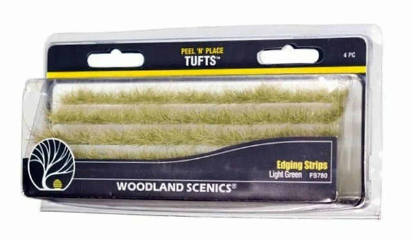 Woodland Scenics FS780 Peel 'n' Place Tufts, Light Green Edging Strips 4pc image 0
