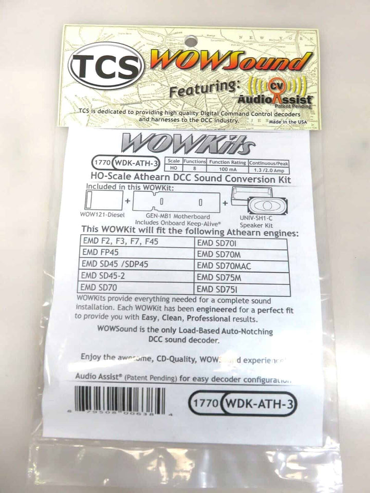 Train Control Systems TCS HO 1770 WDK-ATH-3 Athearn DCC WOWSound Conversion Kit image 1