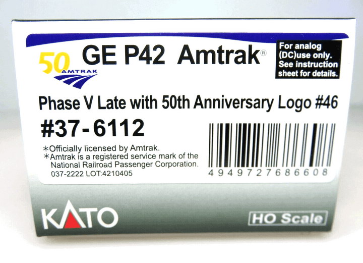 Kato 37-6112 HO Scale Amtrak 50th Anniversary Logo GE P42 Diesel Locomotive #46 image 1