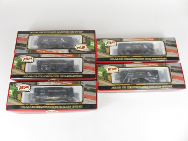 Atlas 1850B HO Scale 2-Bay Open Hopper Flat End C&O Chesapeake Ohio Lot of 5