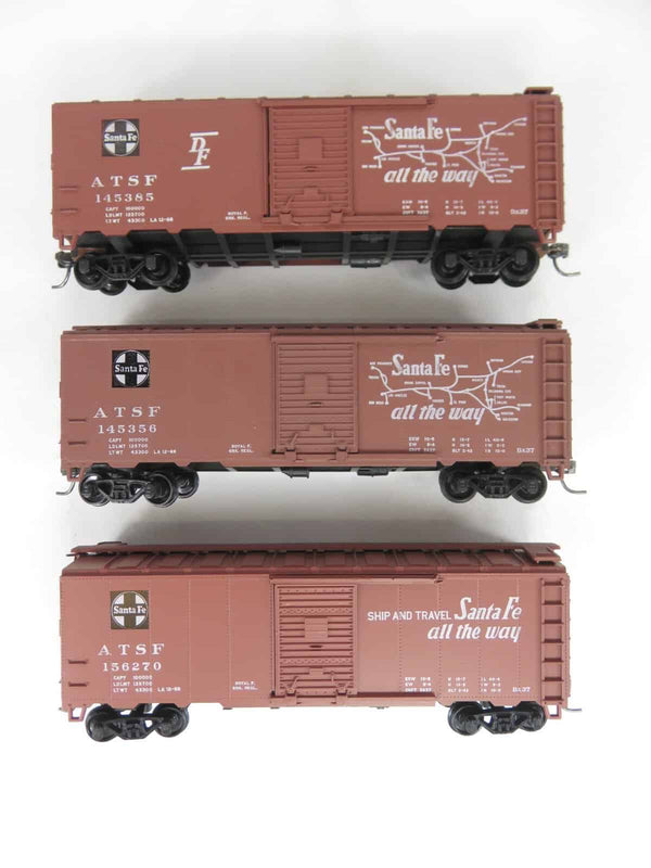 Athearn Blue Box HO Scale Lot of 3 40' Boxcars ATSF Santa Fe Railroad Kadee's image 0