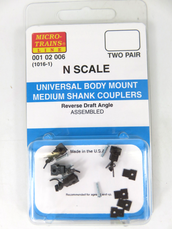 Micro-Trains 00102006 N Scale Body Mount Coupler Medium Shank Assembled NIB