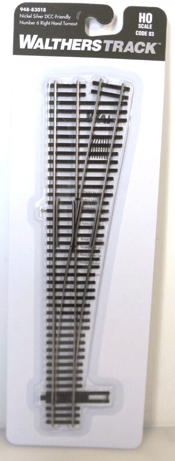 Walthers Track 948-83018 Code 83 Nickel Silver DCC Friendly #6 RH Turnout/Switch image 1