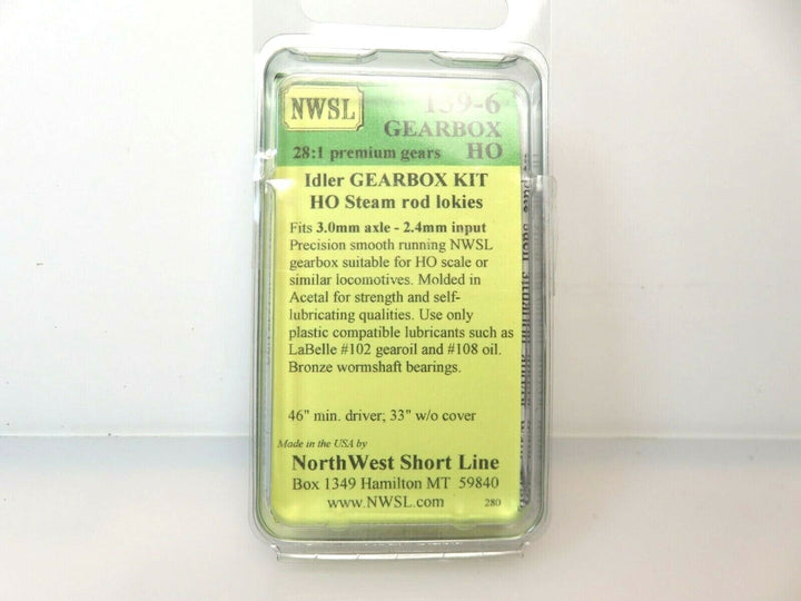 Northwest Short Line #139-6 NWSL 0.3 Mod 28-1 Idler Gearbox Kit 3mm Axle NIB image 1