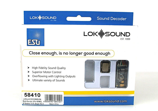 ESU 58410 LokSound V5 HO DCC/MM/SX/M4 Sound Decoder, NEM652 8-pin With Speaker image 0